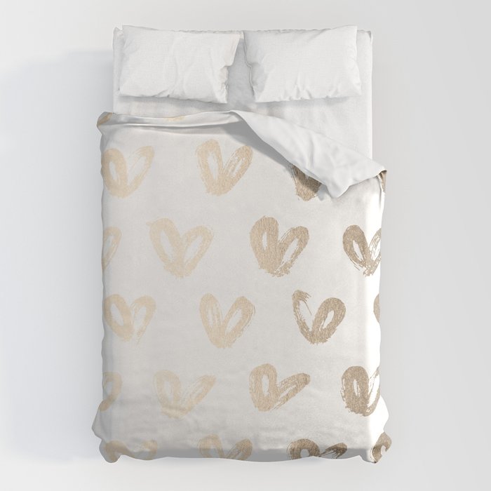 Luxe Gold Hearts on White Duvet Cover Gallery Image 6