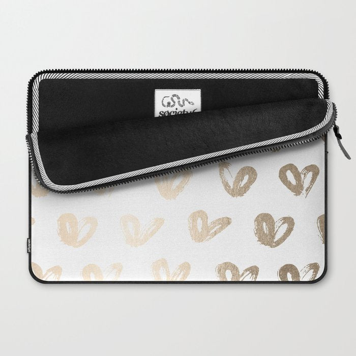 Luxe Gold Hearts on White Laptop Sleeve Gallery Image 2