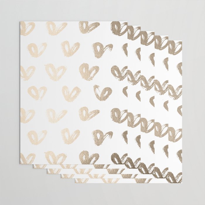 Luxe Gold Hearts on White Wrapping Paper Gallery Image 3