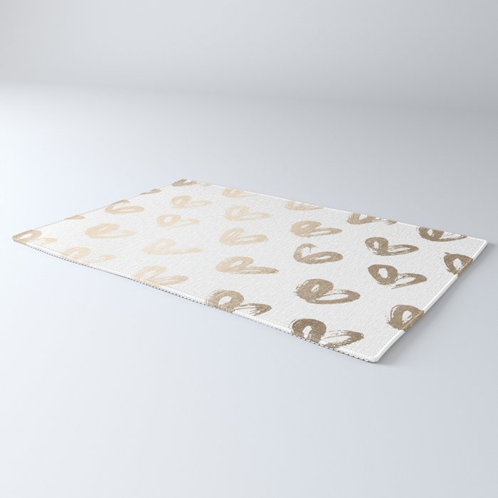 Luxe Gold Hearts on White Rug Gallery Image 3