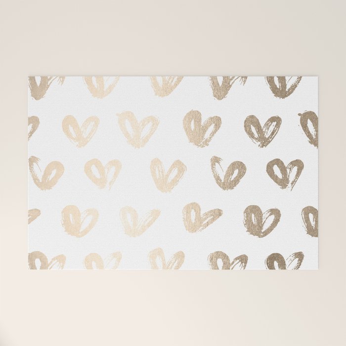 Luxe Gold Hearts on White Welcome Mat Gallery Image 1