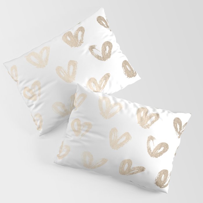 Luxe Gold Hearts on White Pillow Sham Gallery Image 3