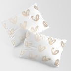 Luxe Gold Hearts on White Pillow Sham Gallery Image 3