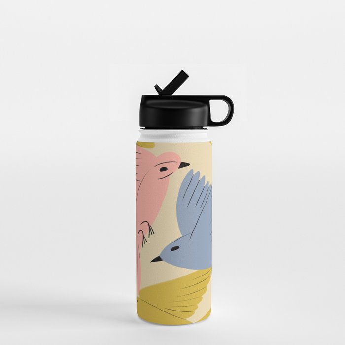 Flying Birds - Pastel Colors  Water Bottle Gallery Image 1