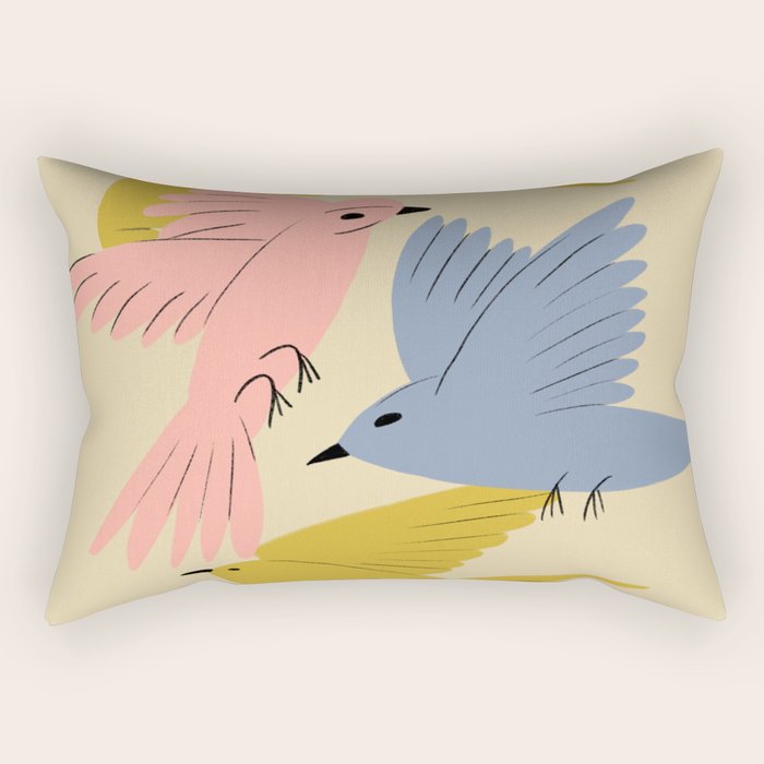 Flying Birds - Pastel Colors  Rectangular Pillow Gallery Image 1