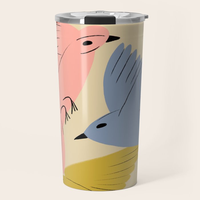 Flying Birds - Pastel Colors  Travel Mug Gallery Image 1