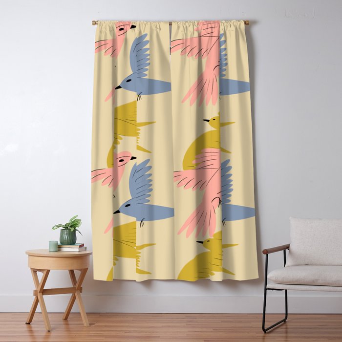 Flying Birds - Pastel Colors  Window Curtain Gallery Image 1