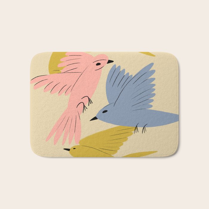 Flying Birds - Pastel Colors  Bath Mat Gallery Image 1