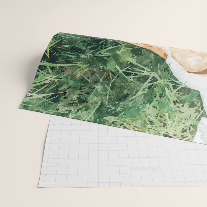 Jungle Nap Painting, Nature Illustration, Woman & Birds Portrait Wrapping Paper Gallery Image 2