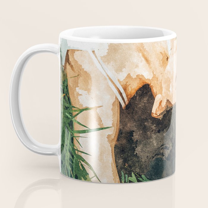 Jungle Nap Painting, Nature Illustration, Woman & Birds Portrait Coffee Mug Gallery Image 3