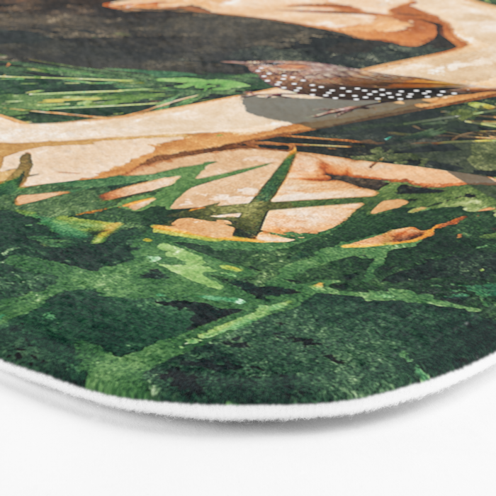 Jungle Nap Painting, Nature Illustration, Woman & Birds Portrait Bath Mat Gallery Image 3