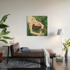 Jungle Nap Painting, Nature Illustration, Woman & Birds Portrait Wood Wall Art Gallery Image 2