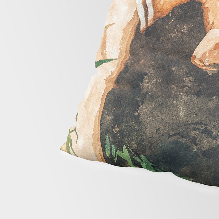 Jungle Nap Painting, Nature Illustration, Woman & Birds Portrait Pillow Sham Gallery Image 4