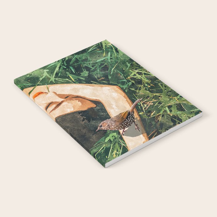 Jungle Nap Painting, Nature Illustration, Woman & Birds Portrait Notebook Gallery Image 2