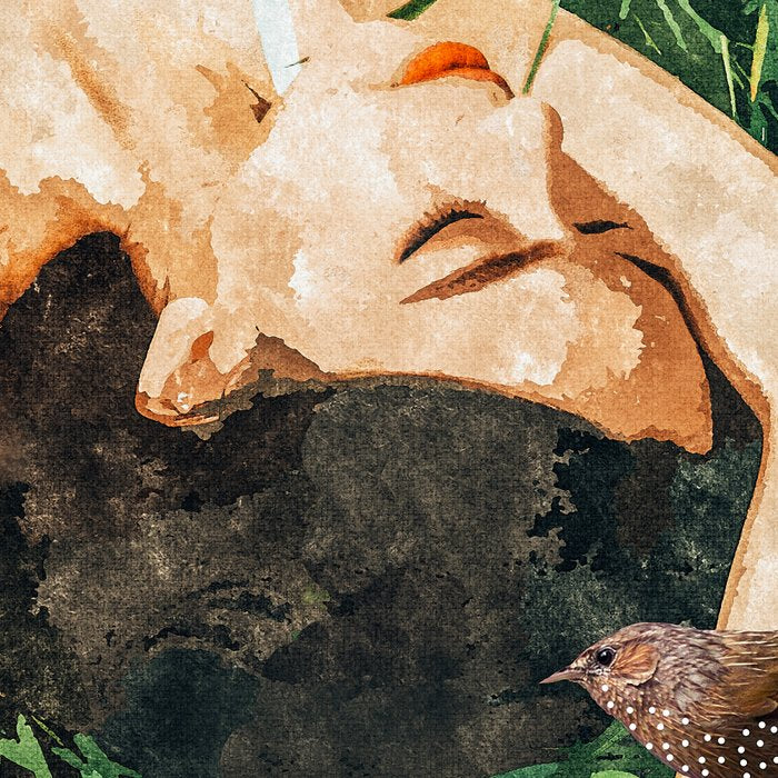 Jungle Nap Painting, Nature Illustration, Woman & Birds Portrait Coffee Mug Gallery Image 2
