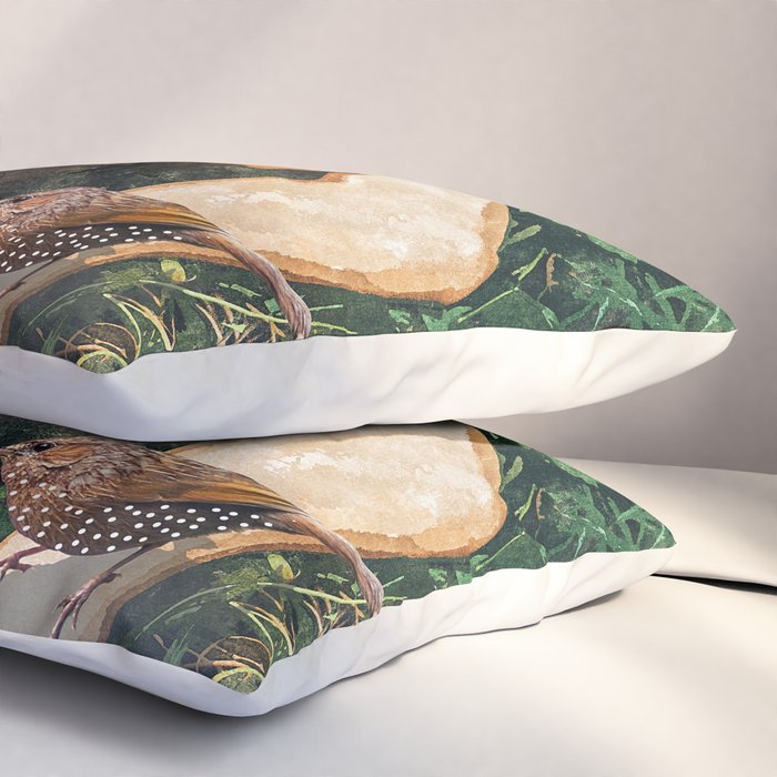 Jungle Nap Painting, Nature Illustration, Woman & Birds Portrait Pillow Sham Gallery Image 3