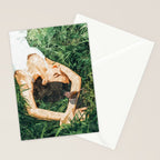 Jungle Nap Painting, Nature Illustration, Woman & Birds Portrait Stationery Card Gallery Image 2