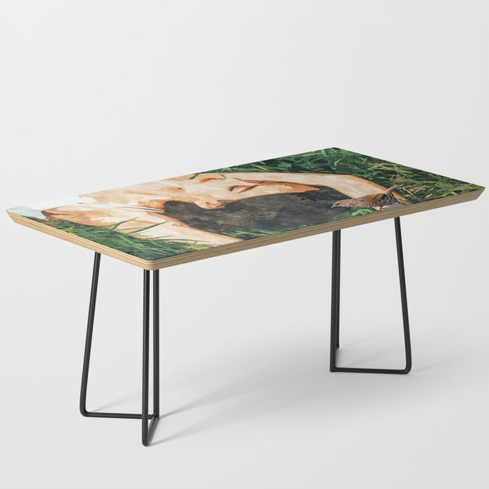 Jungle Nap Painting, Nature Illustration, Woman & Birds Portrait Coffee Table Gallery Image 1