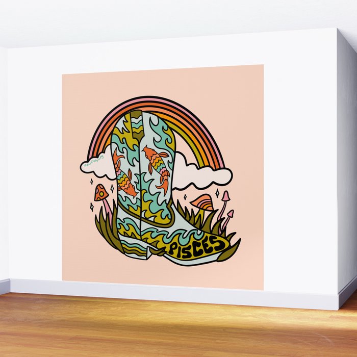 Pisces Cowboy Boots Wall Mural Gallery Image 2