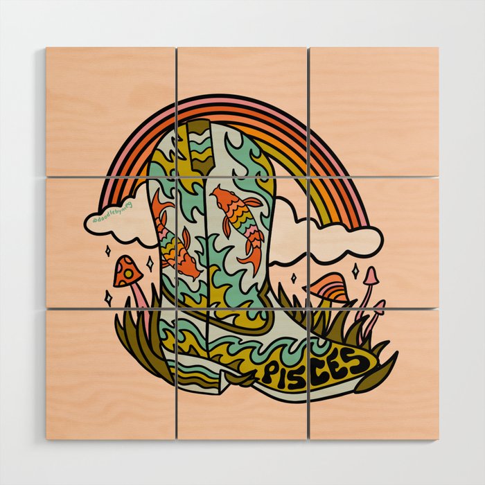 Pisces Cowboy Boots Wood Wall Art Gallery Image 1