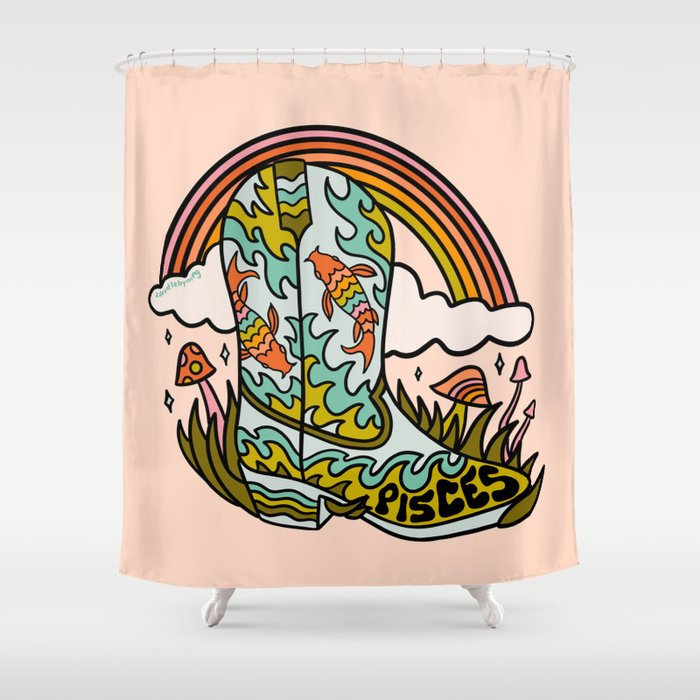 Pisces Cowboy Boots Shower Curtain Gallery Image 1