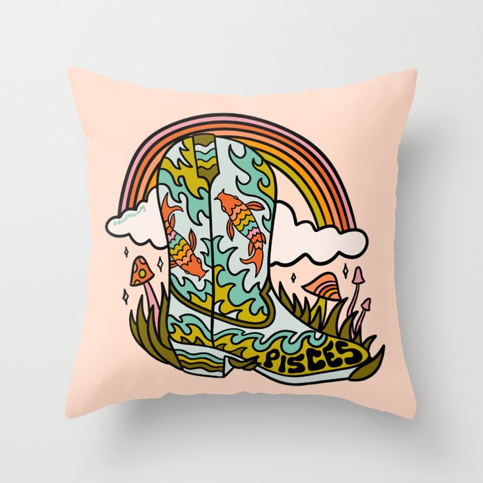Pisces Cowboy Boots Throw Pillow Gallery Image 6