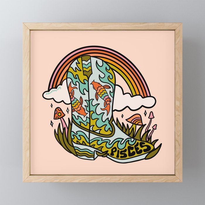 Pisces Cowboy Boots Mini Art Print Gallery Image 1