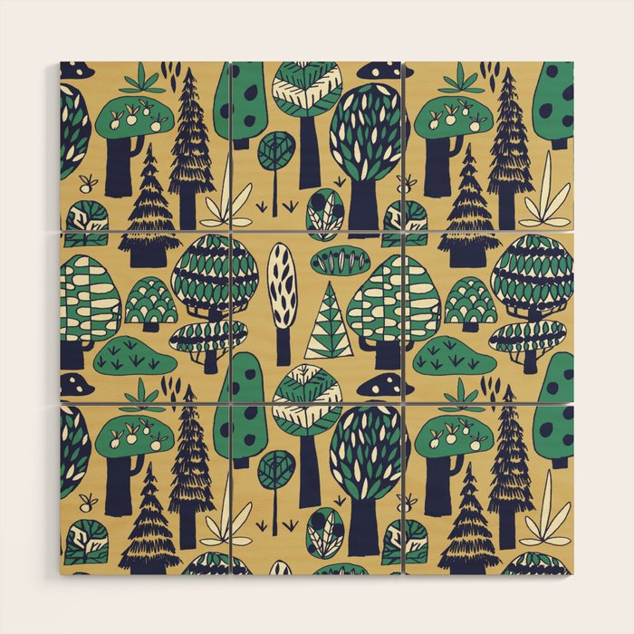 Whimsical tropical jungle pattern Wood Wall Art Gallery Image 1