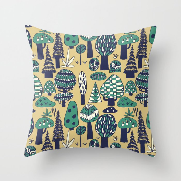 Whimsical tropical jungle pattern Throw Pillow Gallery Image 6