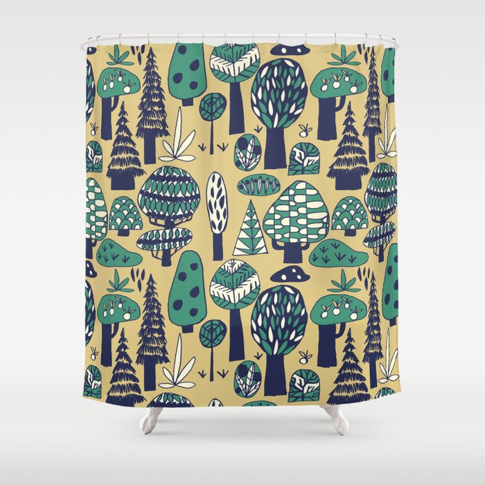 Whimsical tropical jungle pattern Shower Curtain Gallery Image 1