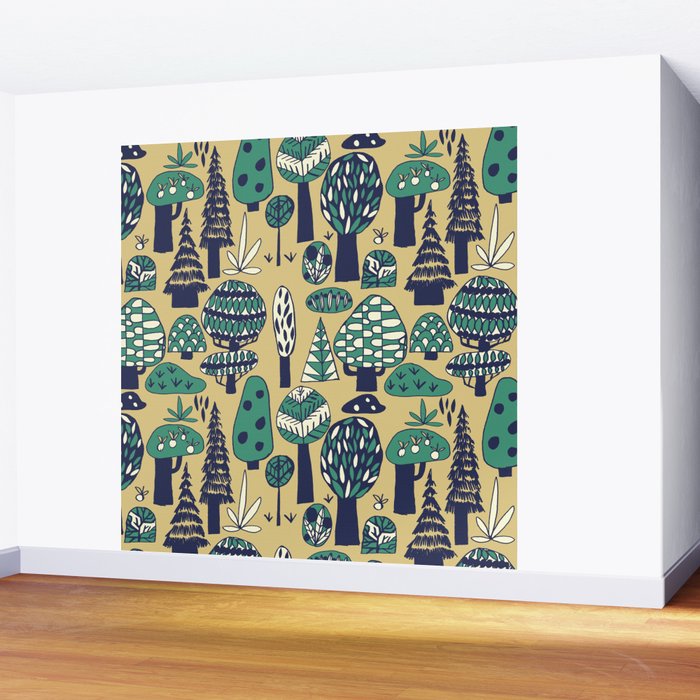 Whimsical tropical jungle pattern Wall Mural Gallery Image 2