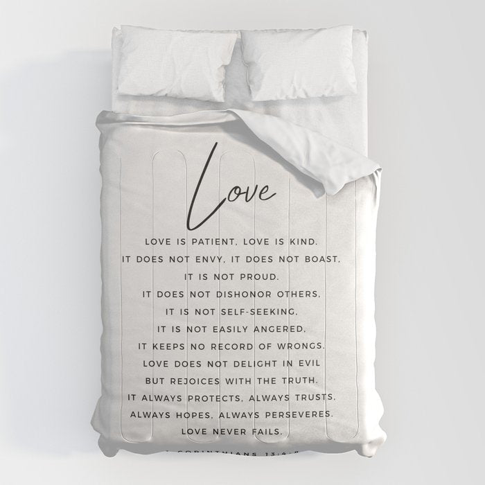 1 Corinthians 13 Love Is Patient Love Is Kind Love Never Fails Bible Verse Print Scripture Christian Comforter Gallery Image 1