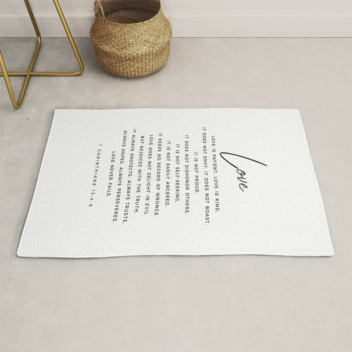 1 Corinthians 13 Love Is Patient Love Is Kind Love Never Fails Bible Verse Print Scripture Christian Rug Gallery Image 1