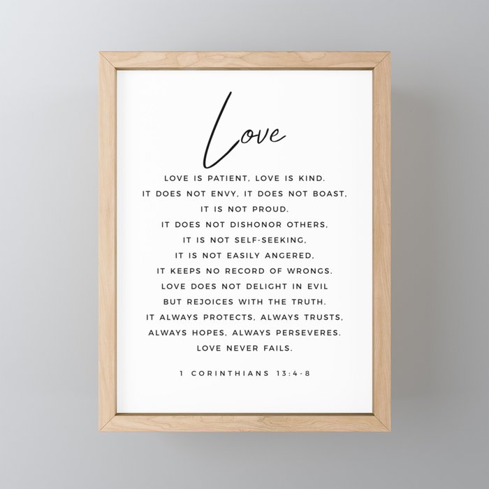 1 Corinthians 13 Love Is Patient Love Is Kind Love Never Fails Bible Verse Print Scripture Christian Mini Art Print Gallery Image 1