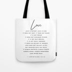 1 Corinthians 13 Love Is Patient Love Is Kind Love Never Fails Bible Verse Print Scripture Christian Tote Bag Gallery Image 1