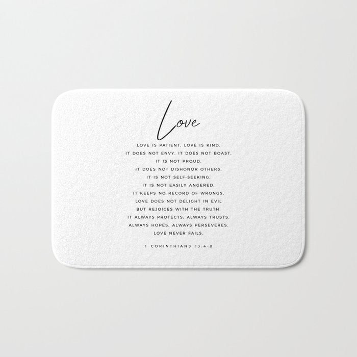 1 Corinthians 13 Love Is Patient Love Is Kind Love Never Fails Bible Verse Print Scripture Christian Bath Mat Gallery Image 1