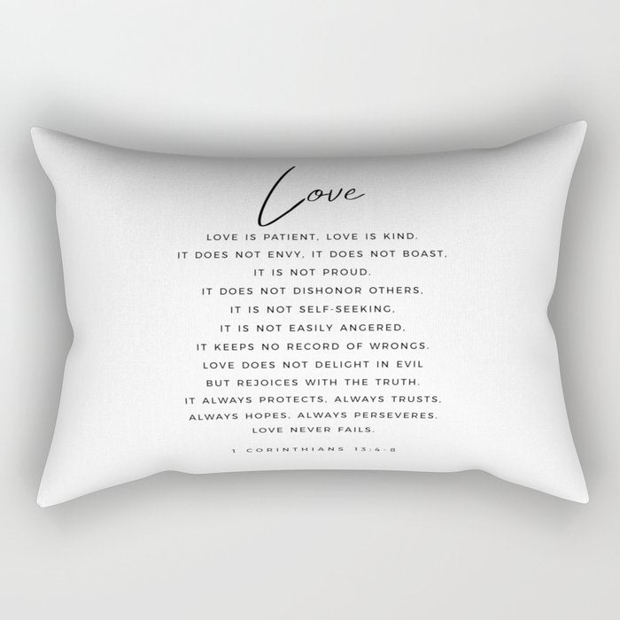 1 Corinthians 13 Love Is Patient Love Is Kind Love Never Fails Bible Verse Print Scripture Christian Rectangular Pillow Gallery Image 2