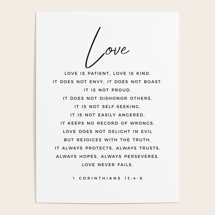 1 Corinthians 13 Love Is Patient Love Is Kind Love Never Fails Bible Verse Print Scripture Christian Poster Gallery Image 1