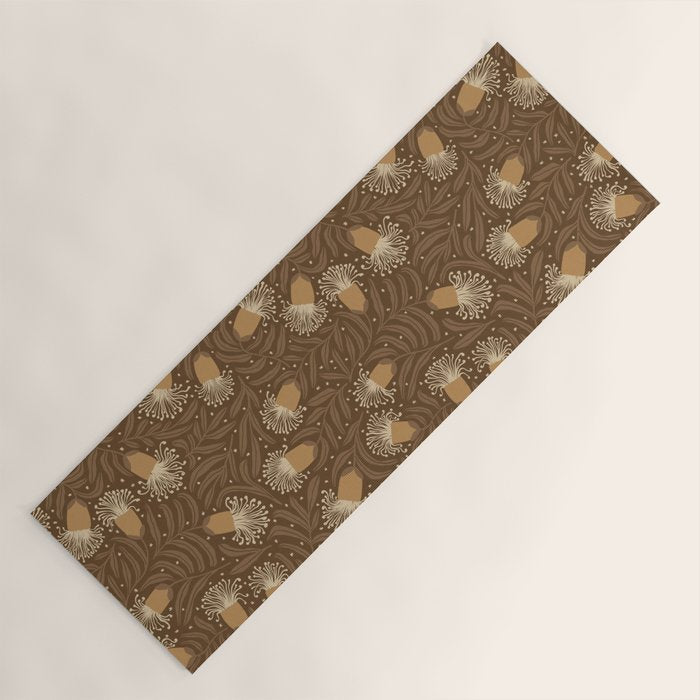 Whimsical Florals / Orange & Brown Yoga Mat Gallery Image 1