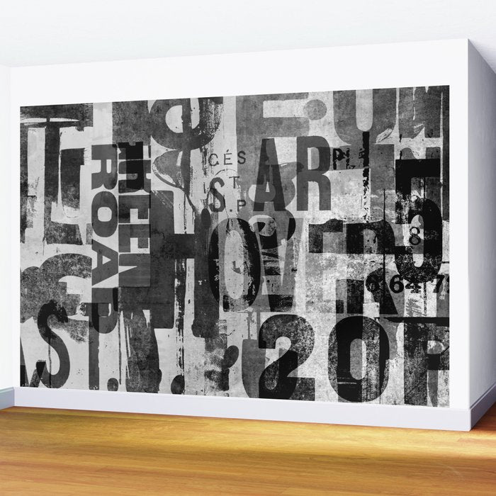 Loft Style Distressed Grunge Street Art Typography Wall Mural Gallery Image 2