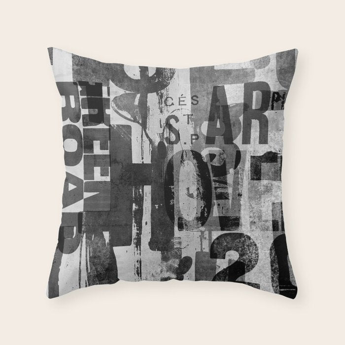 Loft Style Distressed Grunge Street Art Typography Throw Pillow Gallery Image 6