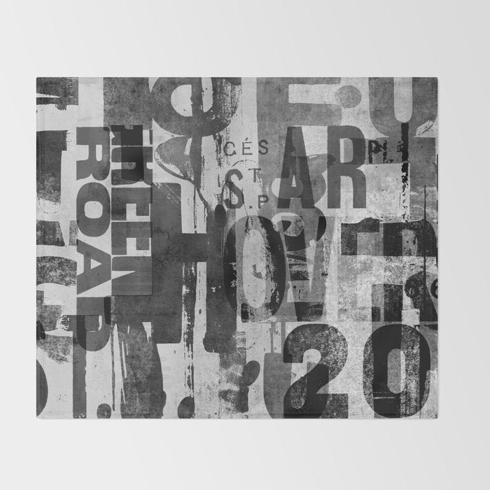 Loft Style Distressed Grunge Street Art Typography Throw Blanket Gallery Image 2