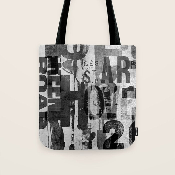 Loft Style Distressed Grunge Street Art Typography Tote Bag Gallery Image 1