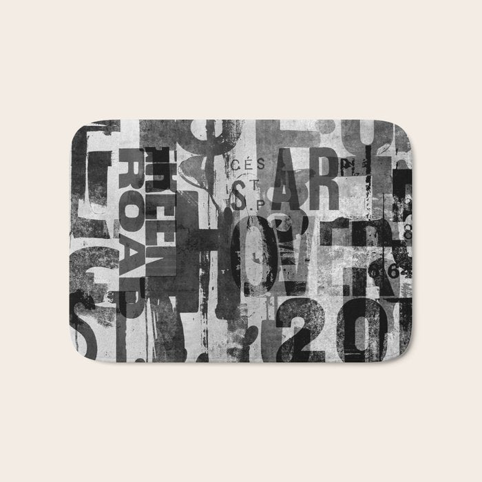 Loft Style Distressed Grunge Street Art Typography Bath Mat Gallery Image 1