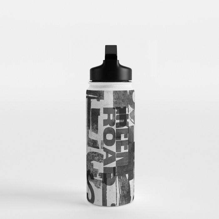 Loft Style Distressed Grunge Street Art Typography Water Bottle Gallery Image 3
