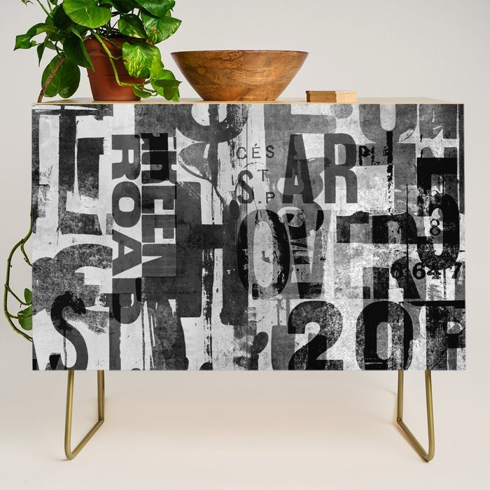 Loft Style Distressed Grunge Street Art Typography Credenza Gallery Image 1