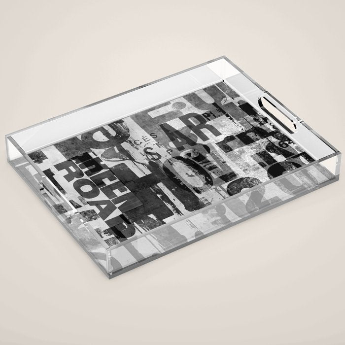 Loft Style Distressed Grunge Street Art Typography Acrylic Tray Gallery Image 1