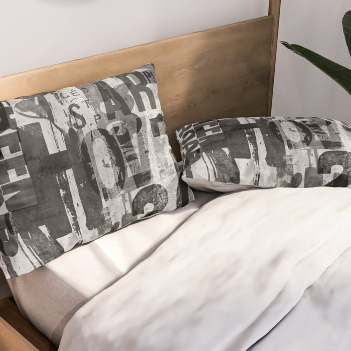 Loft Style Distressed Grunge Street Art Typography Pillow Sham Gallery Image 2