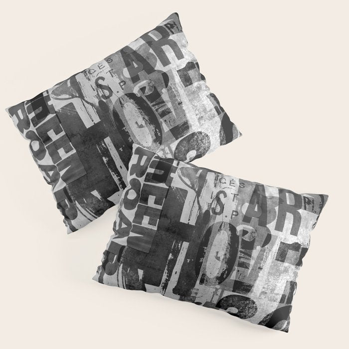 Loft Style Distressed Grunge Street Art Typography Pillow Sham Gallery Image 3