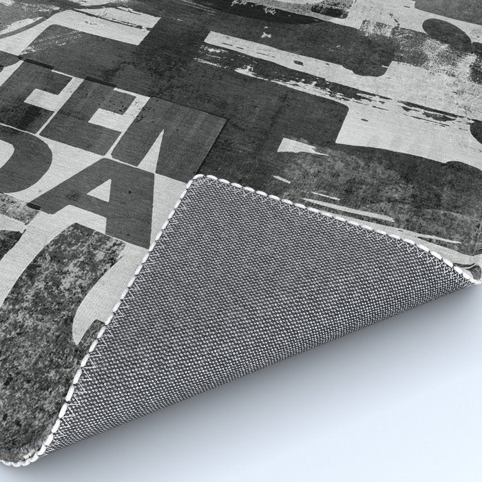 Loft Style Distressed Grunge Street Art Typography Rug Gallery Image 4